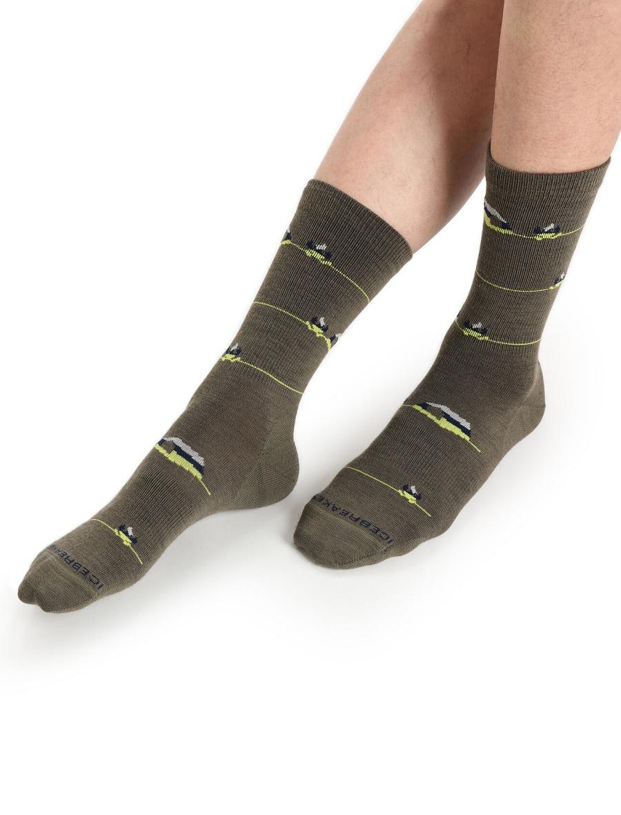 Loden / Royal Navy Men's Icebreaker Merino Lifestyle Ultralight Crew Backcountry Camp Socks | USA 1008CTVE